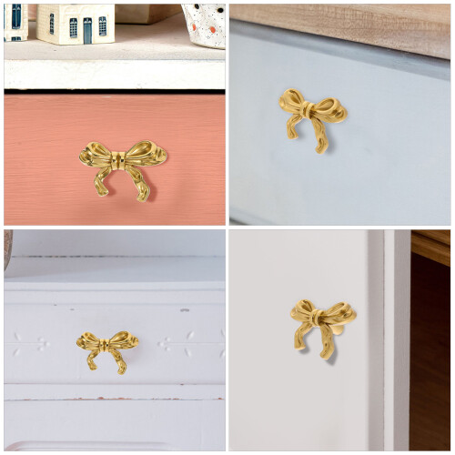 Vintage Drawer Handles Bronze Round Kitchen Cabinet Knobs Bow Tie 2