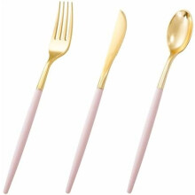Pink and Gold Disposable Cutlery Set 60-Piece