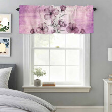 Cantonnière en lin à motif floral violet 42 x 18 po à œillets