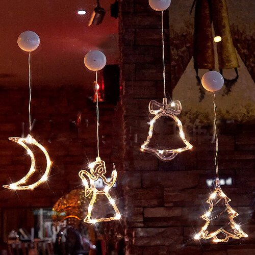 Luces LED navideñas para ventanas con ventosa – Blanco cálido 1