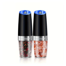 Electric Salt and Pepper Grinder Set with Light, Adjustable Coarseness, Stainless Steel 2pcs
