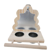 Bird Perch with Mirror and Feeding Cups Bird Mirror Toy with Perch for