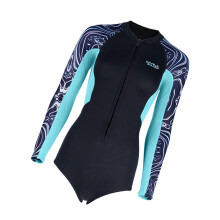 Women Shorty Wetsuit Water Resistant Front Zip Beachwear Swimsuit Blue