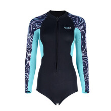 Women Shorty Wetsuit Water Resistant Front Zip Beachwear Swimsuit L Bl