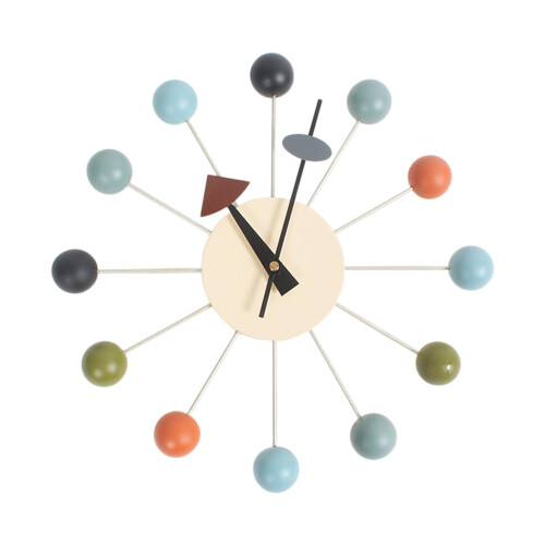 Round Ball Wall Clock Simple Mid Century for Study Room Bedroom Decor