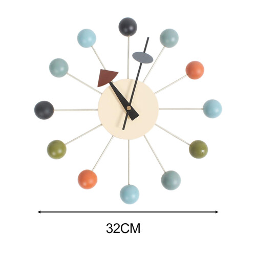 Round Ball Wall Clock Simple Mid Century for Study Room Bedroom Decor 1