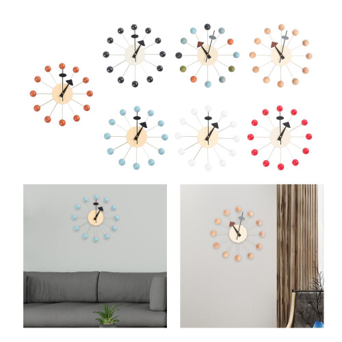 Round Ball Wall Clock Simple Mid Century for Study Room Bedroom Decor