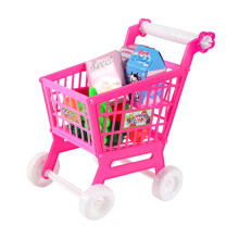 Kids Shopping Cart Trolley Set with Pretend Play Accessory Desk Storag
