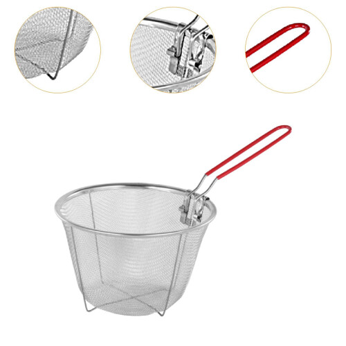 Stainless Steel Deep Frying Basket Practical Home with Long Handle Tab 2