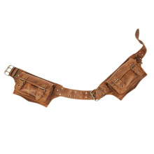 PU Leather Waist Bag with Zipper Casual Fanny Pack for Women Men Brown
