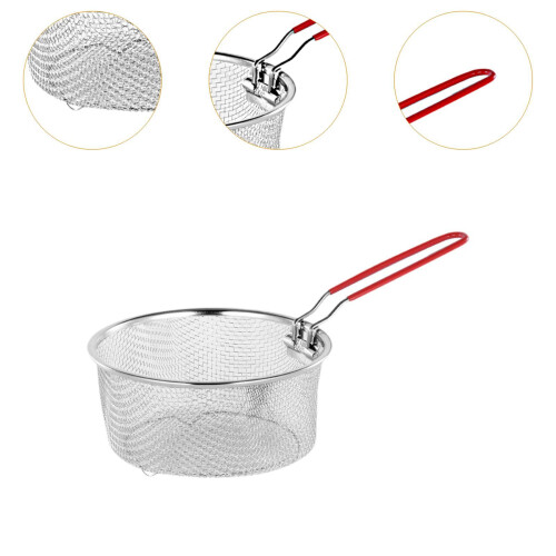 Stainless Steel Deep Frying Basket Practical Home with Long Handle Tab 2