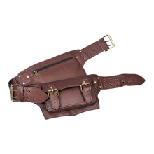 PU Leather Waist Bag with Zipper Casual Fanny Pack for Women Men Coffe
