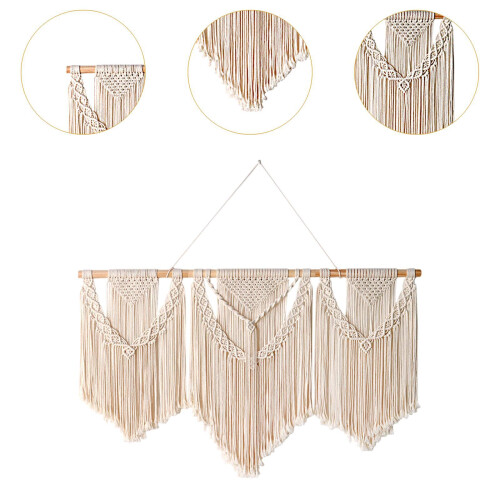 Tassel Tapestry Chic Macrame Woven Wall Hanging for Nursery Backdrop B 2