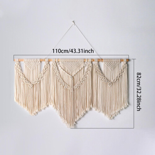 Tassel Tapestry Chic Macrame Woven Wall Hanging for Nursery Backdrop B 1