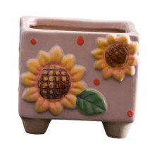 Ceramic Sunflower Planter Tabletop Ornament for Desk Indoor Outdoor En