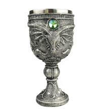 Stainless Steel Wine Glass with 3D Dragon Design Vintage Gothic Goblet 200ml
