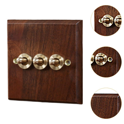 Wooden Lighting Switch Plate Premium Brass Lever Switch for Bar Kitche 2