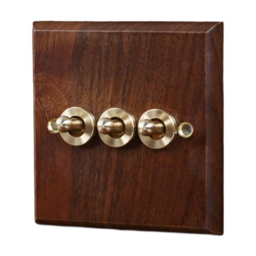 Wooden Lighting Switch Plate Premium Brass Lever Switch for Bar Kitche