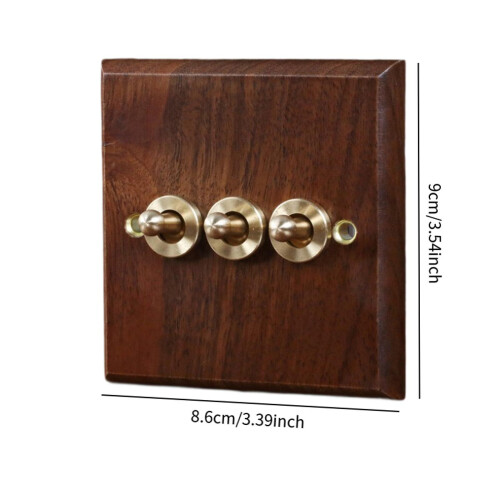 Wooden Lighting Switch Plate Premium Brass Lever Switch for Bar Kitche 1