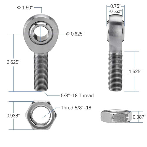 Heim Joints Rod End Set Premium for Traction Bars Steering Joints Susp 1