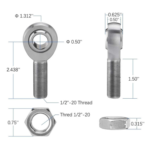 Heim Joints Rod End Set Premium for Traction Bars Steering Joints Susp 1