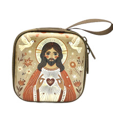 Catholic Rosary Pouch Coin Purses Headphone Bag Rosary Prayer-F