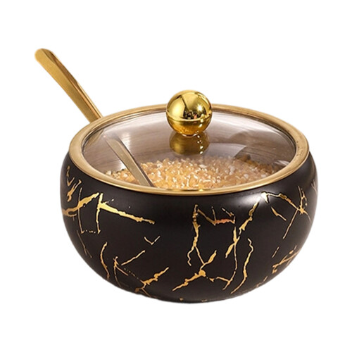 Stainless Steel Condiment Container Elegant Sugar Bowl-Black
