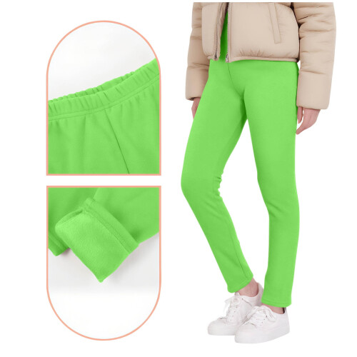 Leggings invernali da bambina foderati in pile, caldi e spessi, lunghezza intera, neri, 4-5 anni. 1