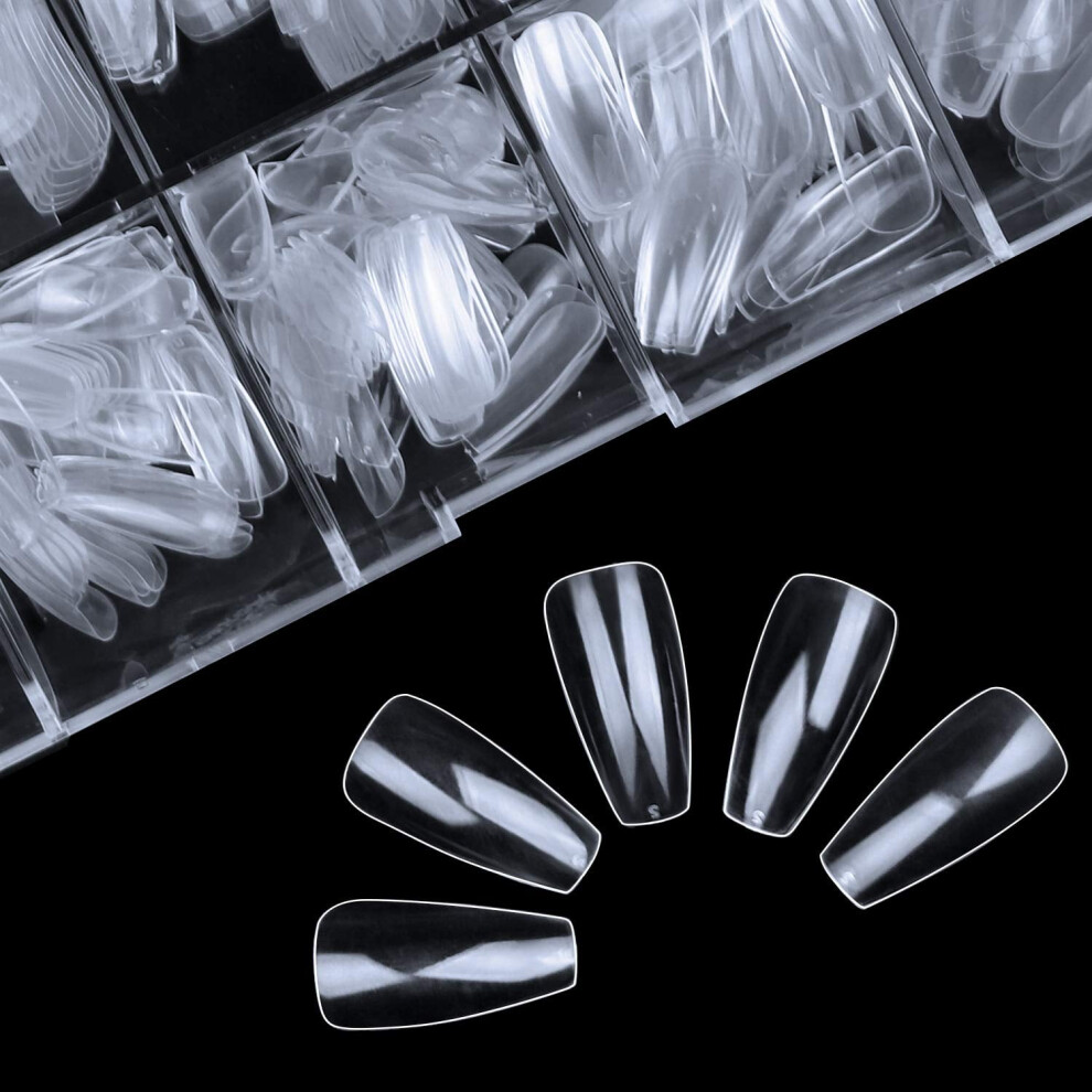 Natural Coffin Fake Nails - 500pcs Ballerina Acrylic Nails Full Cover Ballet Shape Artificial False Nail Tips 10 SizesC
