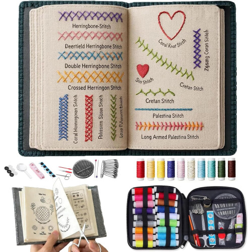 2026 Upgraded Embroidery Stitch Book Kit for Beginners – 108 Illustrated Patterns, Full Tools & Step-by-Step Tutorial