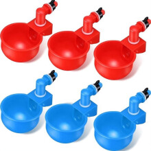 6-Pack Chicken Water Cups, 3/8" Thread Auto-Fill Poultry Drinker Bowl for Ducks, Turkeys, Rabbits