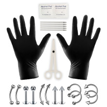 Designice 22Pcs Piercing Kit Nose Piercings Nose Ring Surgical Steel Piercing Jewelry Tool