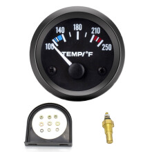 2" 52mm Water Temp Gauge Kit (100-250F) with White LED, Compatible with 12V Cars, Trucks, SUVs, Boats