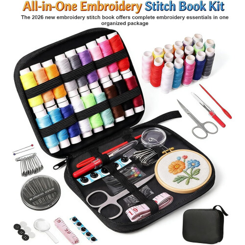 2026 Upgraded Embroidery Stitch Book Kit for Beginners – 108 Illustrated Patterns, Full Tools & Step-by-Step Tutorial 2
