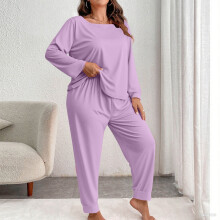 Női Plus Size Pizsama Szett Hosszú Ujjú Felső és Nadrág