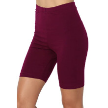 Pantaloni scurți de yoga pentru femei, colanți scurți cu talie înaltă, sport, solid, elastici, din bumbac, culoare vin