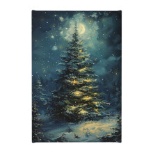 Tableau mural en toile « Sapin de Noël sous la nuit étoilée » 20 x 30 cm