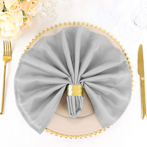 BalsaCircle 20 Pieces 20" Silver Polyester Napkins Wedding Kitchen 1