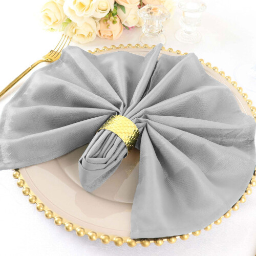 BalsaCircle 20 Pieces 20" Silver Polyester Napkins Wedding Kitchen 2