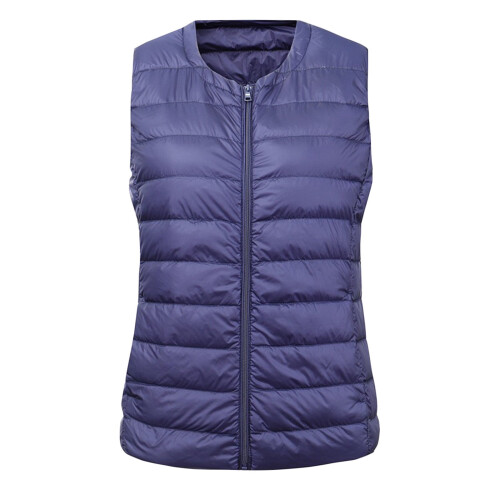 Colete acolchoado feminino Kukoosong, leve, resistente à água e com gola redonda e zíper. 2