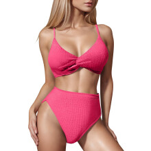 Set bikini a vita alta da donna Kukoosong con reggiseno imbottito removibile e spalline sottili, costume da bagno contenitivo per donna, costume da