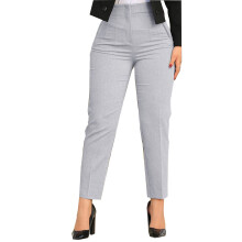 Pantaloni eleganti da donna, modello affusolato a vita alta, taglie forti, elasticizzati, casual, da lavoro, dritti, con tasca, grigi