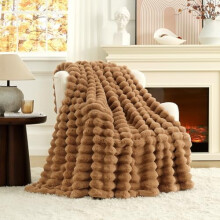 Faux Fur Throw Blanket Toasty Brown 50 x 60 Inches