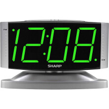 Home LED Digital Alarm Clock – Swivel Base - Outlet Powered, Simple Operation, Alarm, Snooze, Brightness Dimmer, Big Green Digit Display, Silver