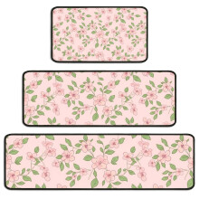 Ensemble de 3 tapis de cuisine à motifs floraux – Antidérapants, lavables, 17 x 30