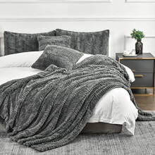 Luxury Faux Fur Twin XL Blanket for Twin XL Bed 2 Layers,5.2lb,All Ages,Home Decoration Without Pillows(Grey,63"x90")