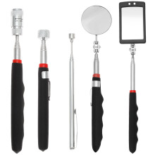 5Pcs Stainless Steel LED Magnetic Pickup Tool Set, Telescopic & Anti-Slip Handle, Compatible with Metal Nuts/Bolts/Screws