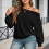Women's Crewneck Long Sleeve Sweatshirt Solid Color 4