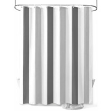 Rideau de douche imperméable à rayures grises 72 x 84 po avec œillets