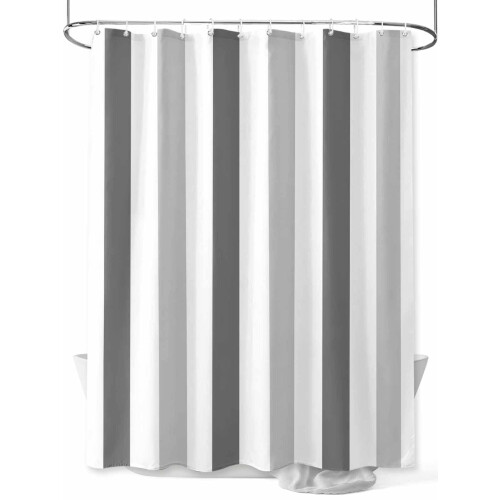 Rideau de douche imperméable à rayures grises 72 x 84 po avec œillets